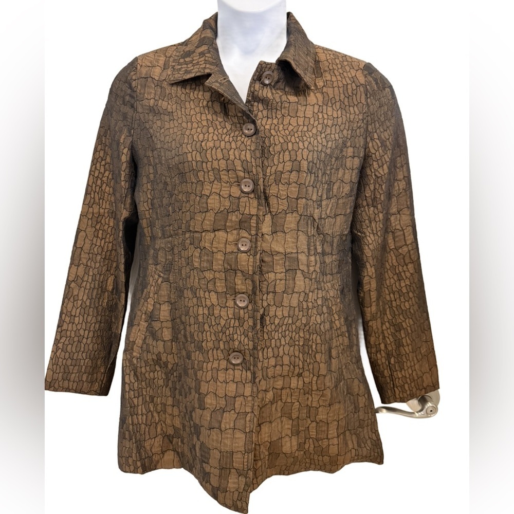 Erin London Brown Crocodile Pattern Blazer. Medium